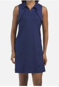NWT NEW Gottex Golf/Tennis Active Navy Blue Cara Ruffle Dress Medium